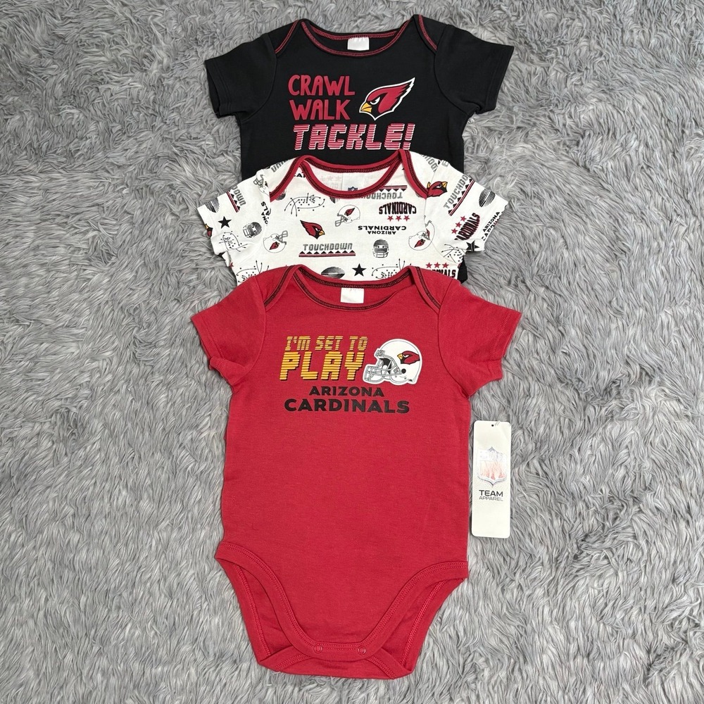 NFL Team Gear Arizona Cardinals Baby Onesie Bundle Infant 6-12 Months Unisex NEW